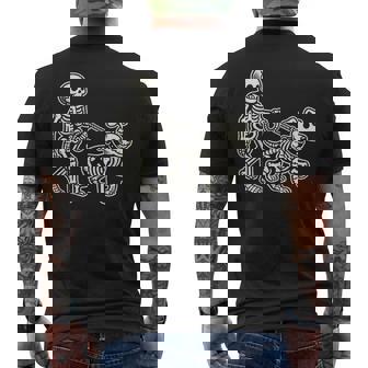 Skeleton Leads Dog Skull Pet For Halloween Costume Men's T-shirt Back Print - Monsterry