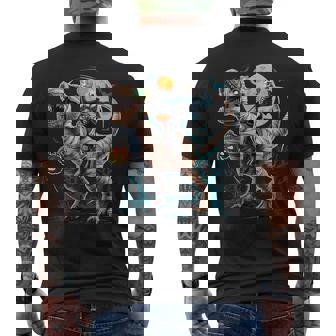 Skeleton Riding Mummy Pumpkin T Rex Dinosaur Halloween Men's T-shirt Back Print - Thegiftio UK