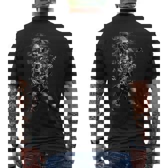 Skeleton Rocker With Guitar Skeleton Playing Guitar Men's T-shirt Back Print | Seseable UK