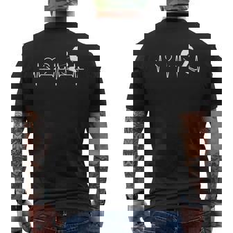 Ski I Love Skiing Heartbeat Ski Slopes ECG Skiing Men's Back Print T-Shirt - Monsterry