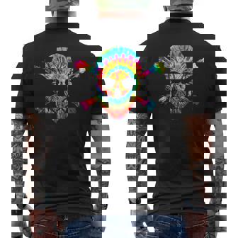 Skull Crossbones Skeleton Colorful Graphic Tie Dye Men's T-shirt Back Print - Thegiftio UK