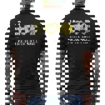 Softball Lovers Player Fans Peace Love Softball Men's T-shirt Back Print - Monsterry