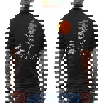 Spooky Humor Halloween Skeleton Chasing Dog Men's Back Print T-Shirt - Monsterry
