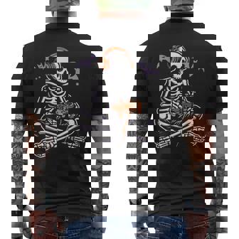 Spooky Skeleton Playing Video Games Halloween Day Gamer Men's T-shirt Back Print - Monsterry