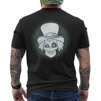 Spooky Steam Punk Ghost Scary Zombie Top Hat Halloween Premium Men's Back Print T-Shirt - Monsterry