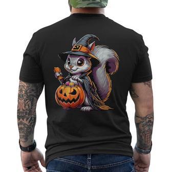 Squirrel Witch Scary Halloween Ghost Spooky Pumpkin Candy Men's T-shirt Back Print - Thegiftio UK
