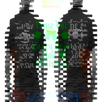 St Patrick's Day Time For Green Beer & Bad Decisions Men's T-shirt Back Print - Monsterry