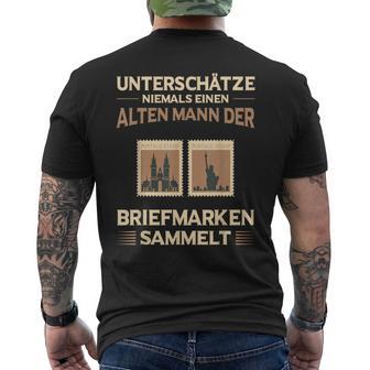 Stamp Collector Underschätze Niemals Stamps T-Shirt mit Rückendruck - Geschenkecke