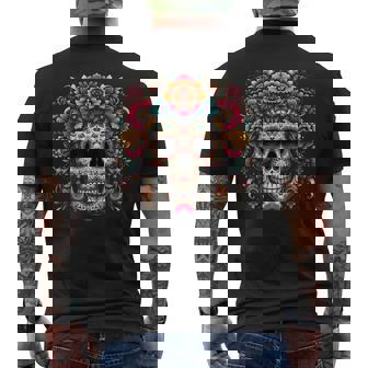 Sugar Skull Day Of The Dead Dia De Los Muertos Halloween Men's T-shirt Back Print | Mazezy