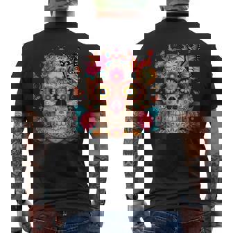 Sugar Skull Day Of Dead Halloween Dia De Muertos Men's T-shirt Back Print | Mazezy