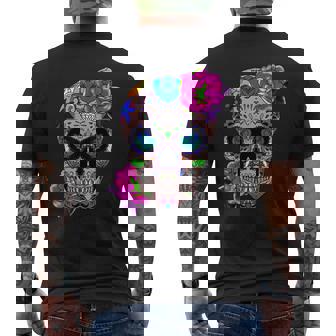 Sugar Skull Fiori Giorno Dei Morti Dia De Los Muertos Regalo T-shirt da uomo con stampa posteriore - Novitaregali