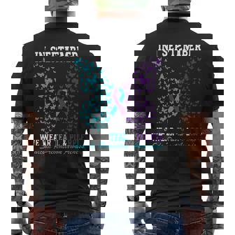 Suicide Prevention Awareness Betterfly Teal & Purple Ribbon Men's T-shirt Back Print - Thegiftio UK
