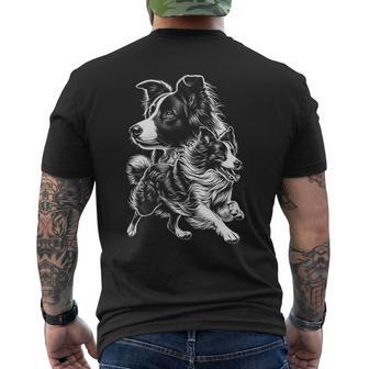 Super Cute Border Collie Cool Portrait On Chest T-Shirt mit Rückendruck - Geschenkecke