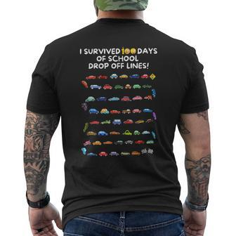 I Survived 100 Days Of School Drop Off Lines 100 Days Men's T-shirt Back Print - Monsterry AU