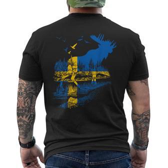 With Sweden Flag Flag Elk Län Sweden T-Shirt mit Rückendruck - Geschenkecke