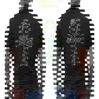 Symbole De La Clé Deie De L'égypte Ankh Dans Un Style Mosaïque T-shirt imprimé au dos - Cadeauxyz