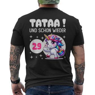 Tataa Und Schon Wieder 29 Einhorn Middle Finger T-Shirt mit Rückendruck - Geschenkecke