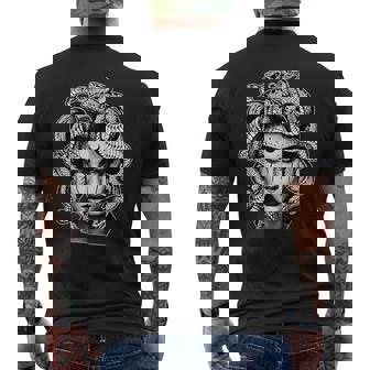 Tattooed Medusa Greek Mythology Blackwork Men's T-shirt Back Print - Thegiftio