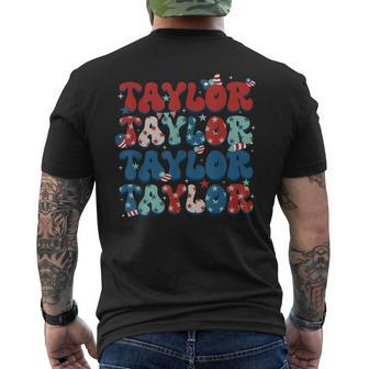 Taylor First Name Personalized 4Th Of July American Flag Men's T-shirt Back Print - Monsterry