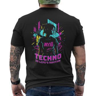 Techno Is Life's Rhythm T-Shirt mit Rückendruck - Geschenkecke