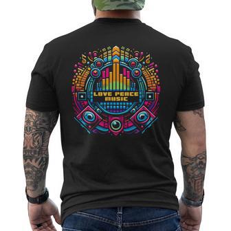 Techno Love Peace Music Electric Festival T-Shirt mit Rückendruck - Geschenkecke