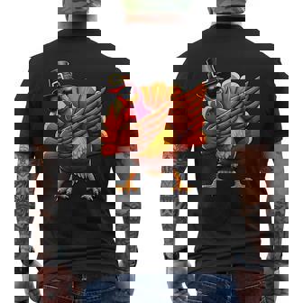 Thanksgiving Day Dabbing Turkey Pilgrim Boys Men Dab Men's Back Print T-Shirt - Monsterry