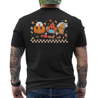 Thanksgiving Fall Thankful Nurse Pumpkin Pie Nursing Student Men's Back Print T-Shirt - Monsterry