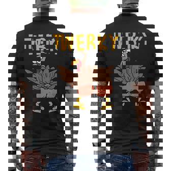 Thanksgiving Twerky Turkey Butt Twerk Twerking Dance Men's T-shirt Back Print - Monsterry