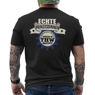 Thw Echte Prinzessinen Kommen Im Thw Outfit T-Shirt mit Rückendruck - Geschenkecke