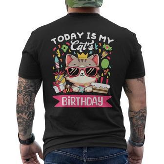 Today Is My Cats Birthday Cat Party Owner Who Love Cat Men's T-shirt Back Print - Monsterry
