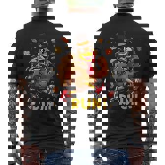 Turkey Run Costume Thanksgiving Running Turkey Trot Men's T-shirt Back Print - Monsterry