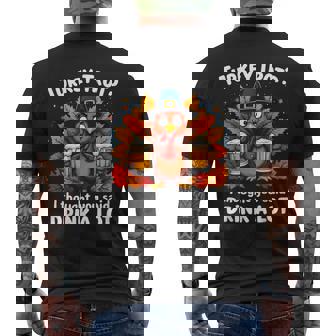 Turkey Trot Squad Running Drinking Matching Thanksgiving Men's T-shirt Back Print - Monsterry