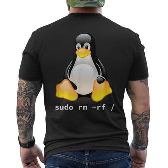 Tux Linux Penguin Sudo Rm -Rf Computer Science T-Shirt mit Rückendruck - Geschenkecke