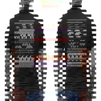 Ugly Halloween Pumpkins Black Cats Ghosts Spider Tank Top Men's Back Print T-Shirt - Monsterry