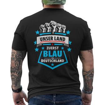 Unser Land Zuerst Blau Für Deutschland Gegen Grün T-Shirt mit Rückendruck - Geschenkecke