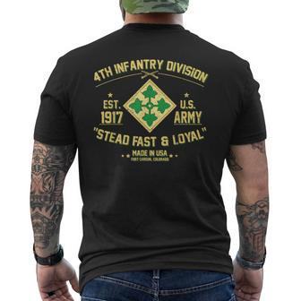 Us Army 4Th Infantry Division Veteran Stead Fast And Loyal Men's T-shirt Back Print - Monsterry