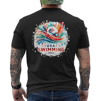 Usa 2024 United States Athlete American Swimming 2024 Usa Men's T-shirt Back Print - Monsterry