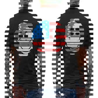 Usa Happy Face Smile American Flag 4Th Of July Men's T-shirt Back Print - Seseable