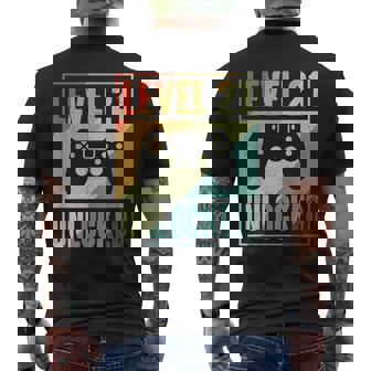Vintage Gaming 21St Birthday Gamer Level 21 Unlocked Men's T-shirt Back Print - Thegiftio UK