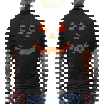 Vintage Pumpkin Face Jackolantern Jack O Lantern Halloween Men's T-shirt Back Print - Monsterry
