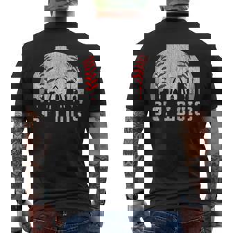 Vintage St Louis Skyline City Retro Baseball Lover Men's T-shirt Back Print - Thegiftio UK
