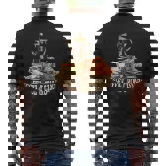 Vintage Style Coffee And Croissant Morning Person Men's Back Print T-Shirt - Monsterry