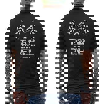 Vintage Team Bell Family Name Checkered Flag Racing Men's T-shirt Back Print - Monsterry