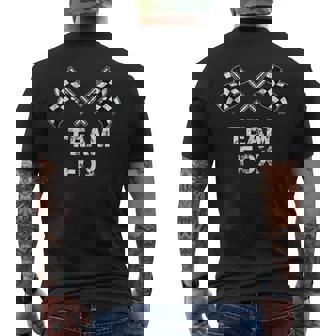Vintage Team Fox Family Name Checkered Flag Racing Men's T-shirt Back Print - Monsterry