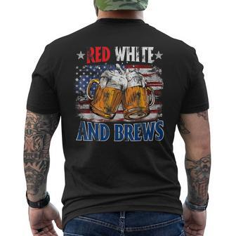 Vintage Usa Beer Drinking Fourth Of July Red White And Brew Men's T-shirt Back Print - Monsterry UK