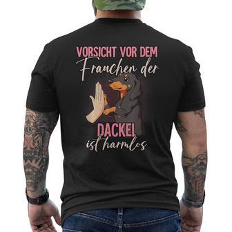 Vorsichtor Dem Frauchen Dachshund T-Shirt mit Rückendruck - Geschenkecke