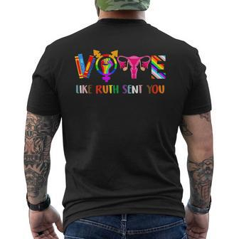 Vote Like Ruth Sent You Uterus Feminist Lgbt Retro Men's T-shirt Back Print - Monsterry CA