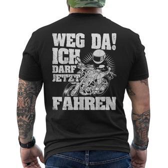 Weg Da Ich Darf Jetzt Fahrerschein Weg Da Ich T-Shirt mit Rückendruck - Geschenkecke