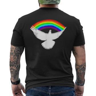 Weiße Friedenstaube Mit Regenbogen T-Shirt mit Rückendruck - Geschenkecke