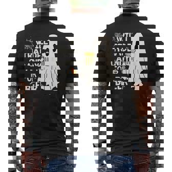 Will Trade Candy For Beer Happy Halloween Ghost Outfit Men's T-shirt Back Print - Thegiftio UK